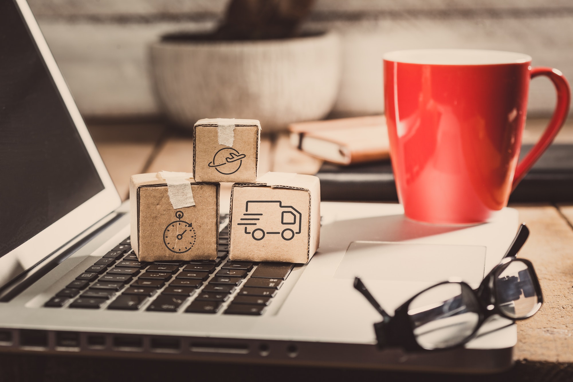 Online internet shopping logistics and delivery concept